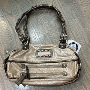 Kathy Van Zeeland Gold Shoulder Bag with Metallic Sheen vintage Y2K